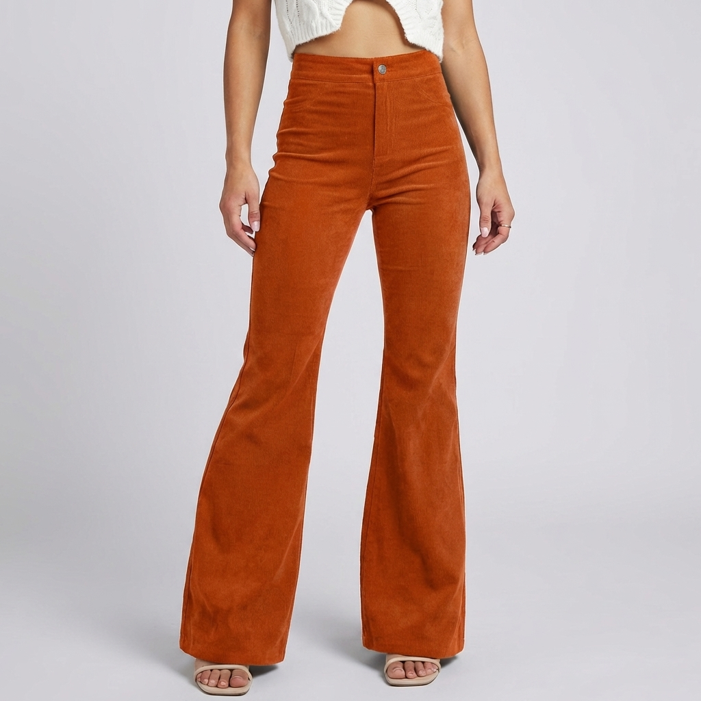 Pantaloni a Zampa in Corduroy Trendy per Donna