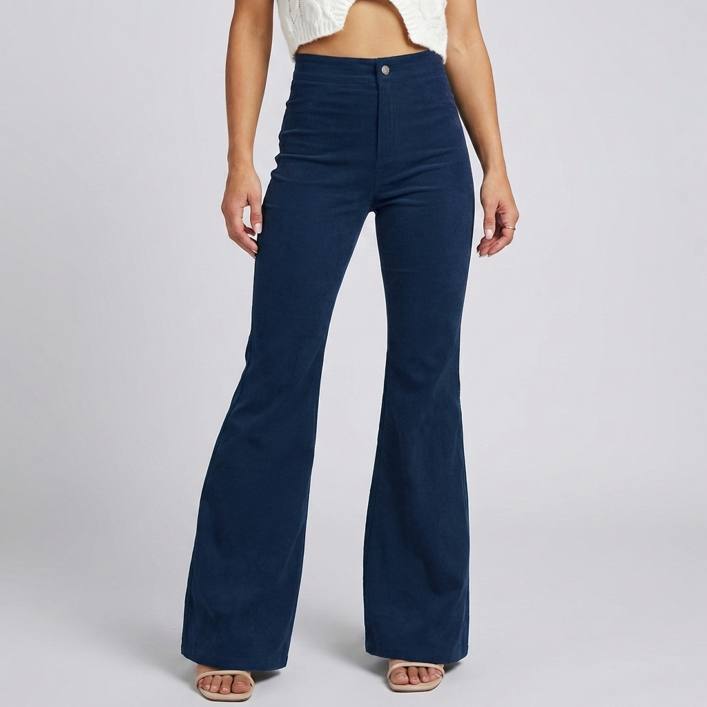 Pantaloni a Zampa in Corduroy Trendy per Donna