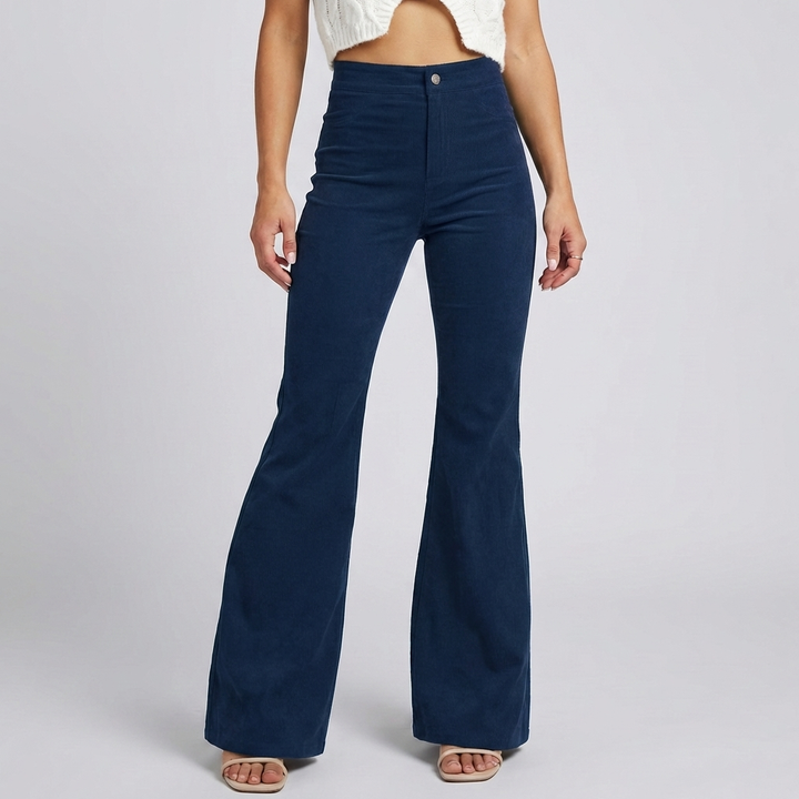 Pantaloni a Zampa in Corduroy Trendy per Donna