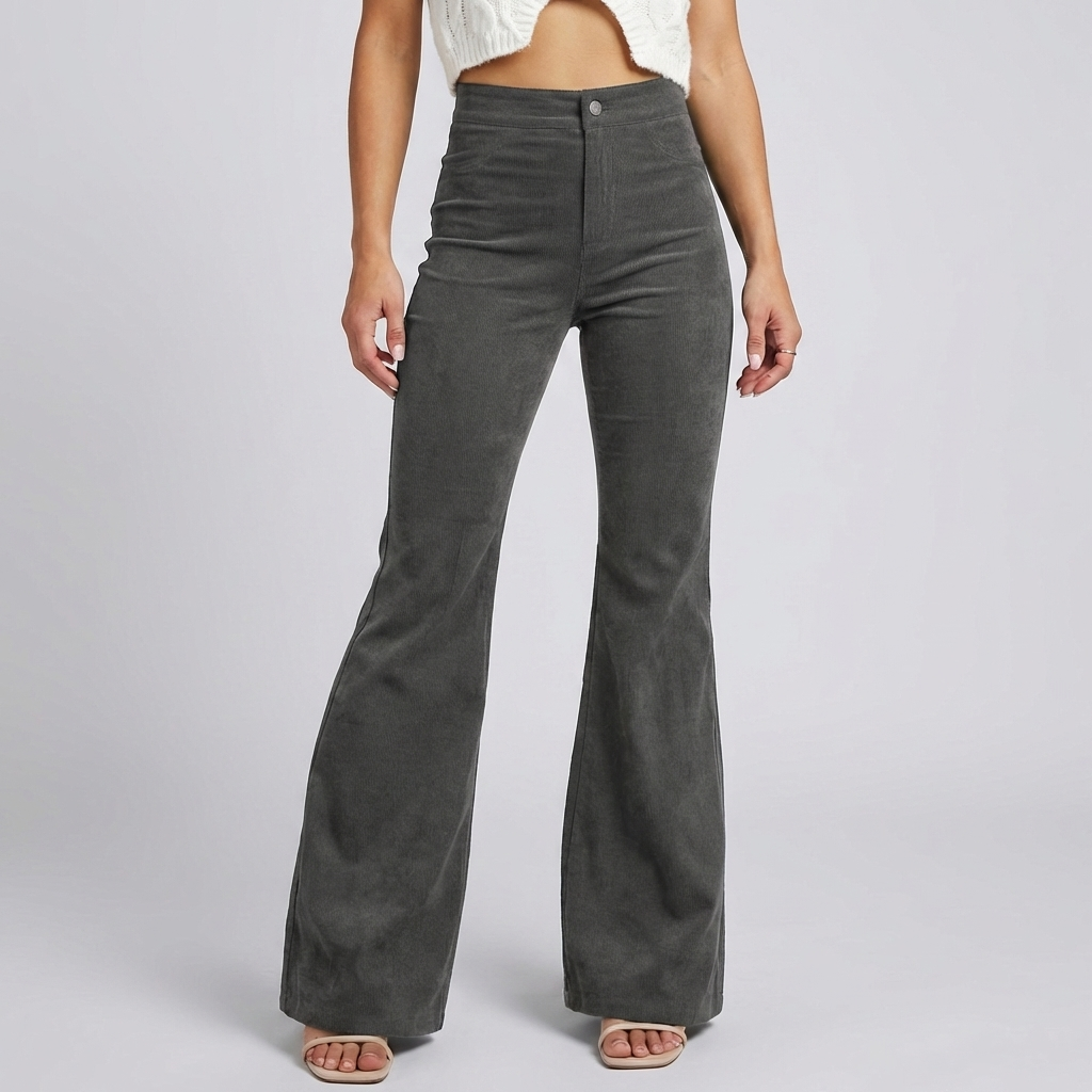 Pantaloni a Zampa in Corduroy Trendy per Donna