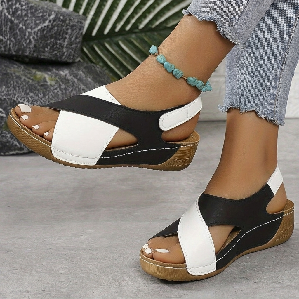 Sandali a Piattaforma Wedge Color Block per Donne