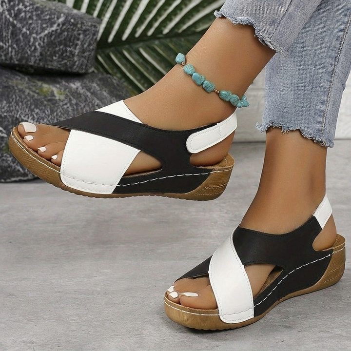 Sandali a Piattaforma Wedge Color Block per Donne