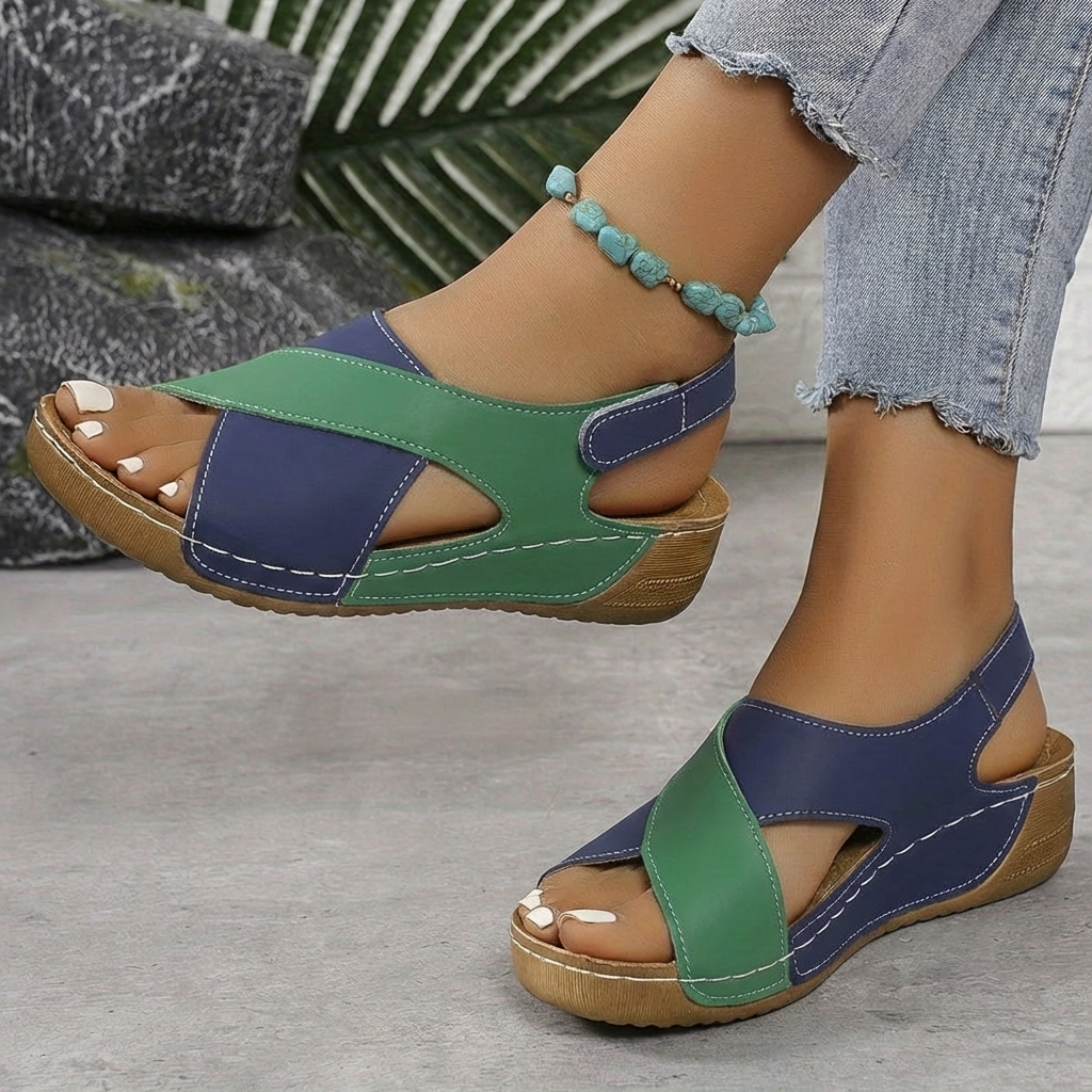 Sandali a Piattaforma Wedge Color Block per Donne
