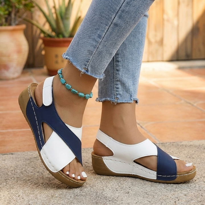 Sandali a Piattaforma Wedge Color Block per Donne