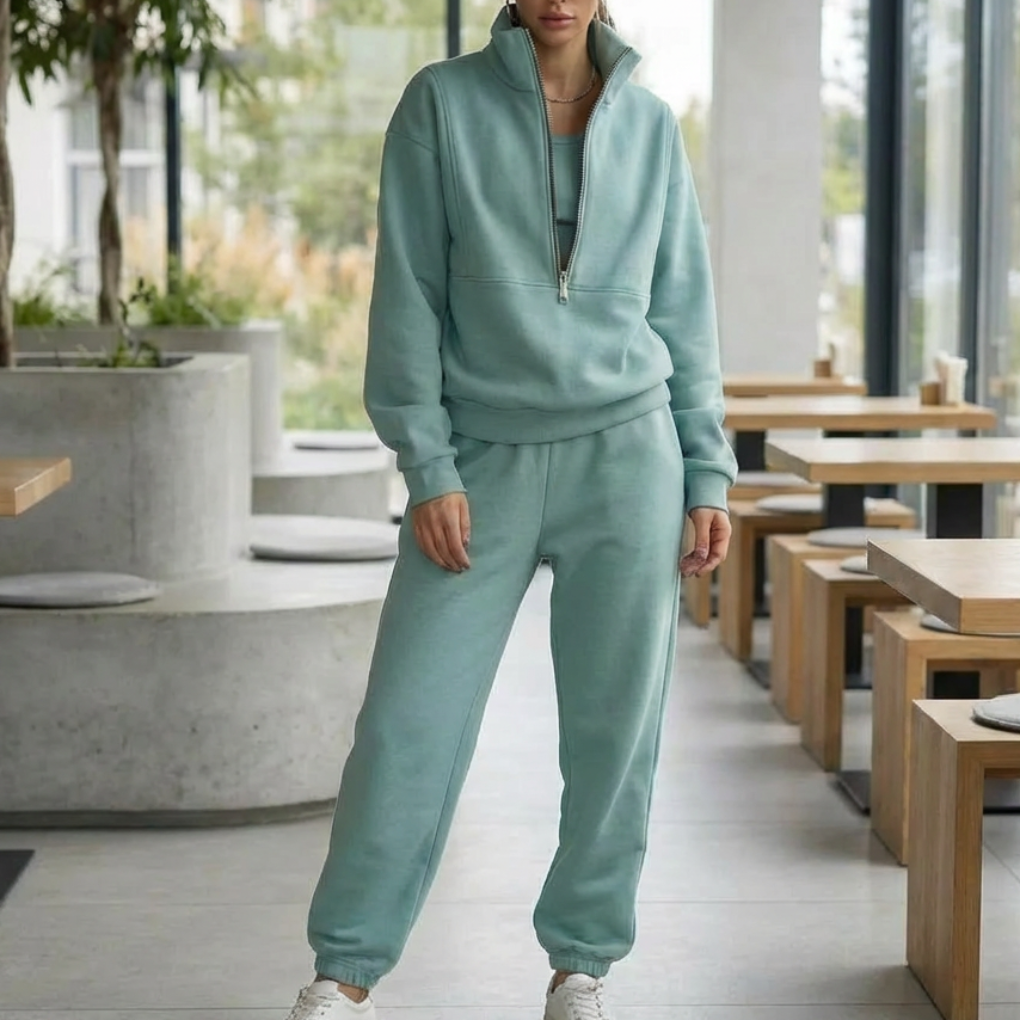 Pullover Comodo per Tuta con Zipper per Donne
