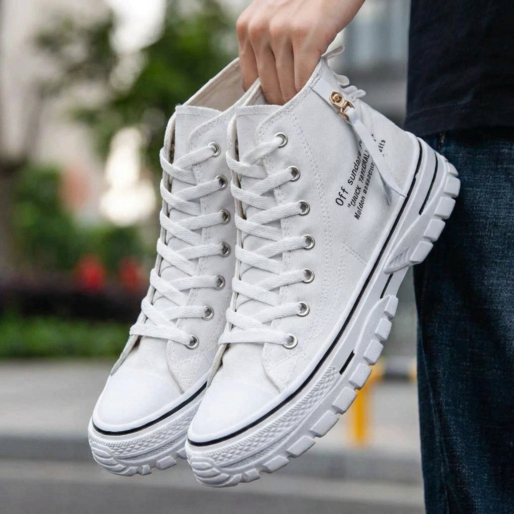 Scarpe Alte in Tela Chunky Casual Streetwear per Uomini