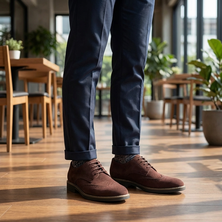 Scarpa Oxford con Lacci e Dettaglio Brogue per Uomini