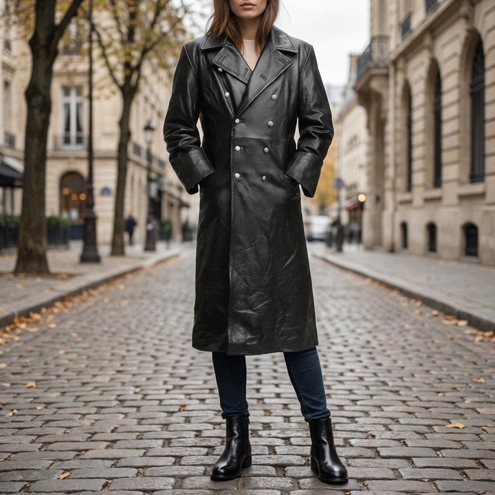 Cappotto Trench in Pelle per Donne