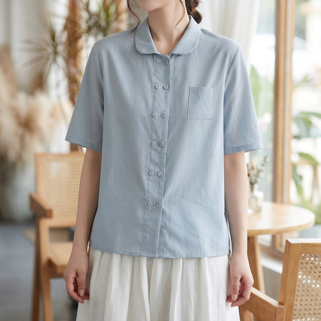 Blusa Morbida in Cotone e Lino per Donne