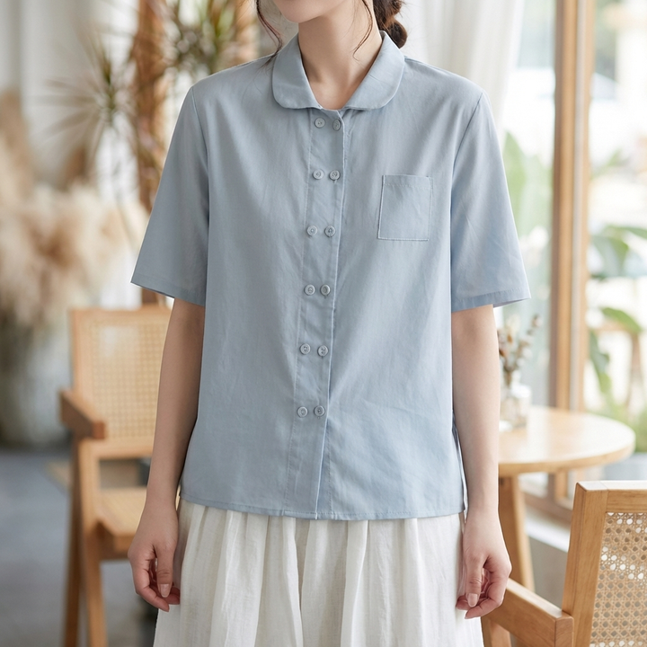 Blusa Morbida in Cotone e Lino per Donne