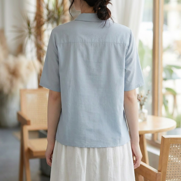 Blusa Morbida in Cotone e Lino per Donne