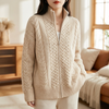 Cardigan in Lana Fine con Scollo Alto per Donne
