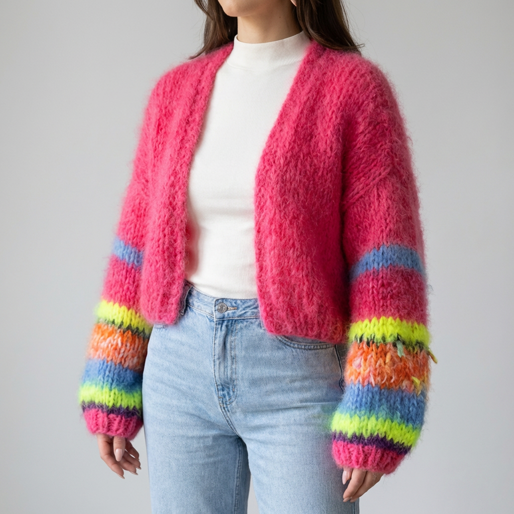 Cardigan Aperto Striato per Donna