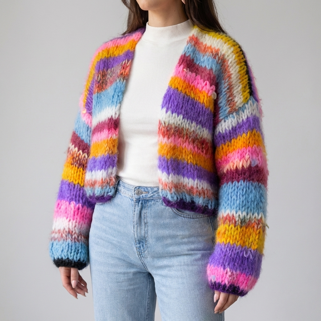 Cardigan Aperto Striato per Donna