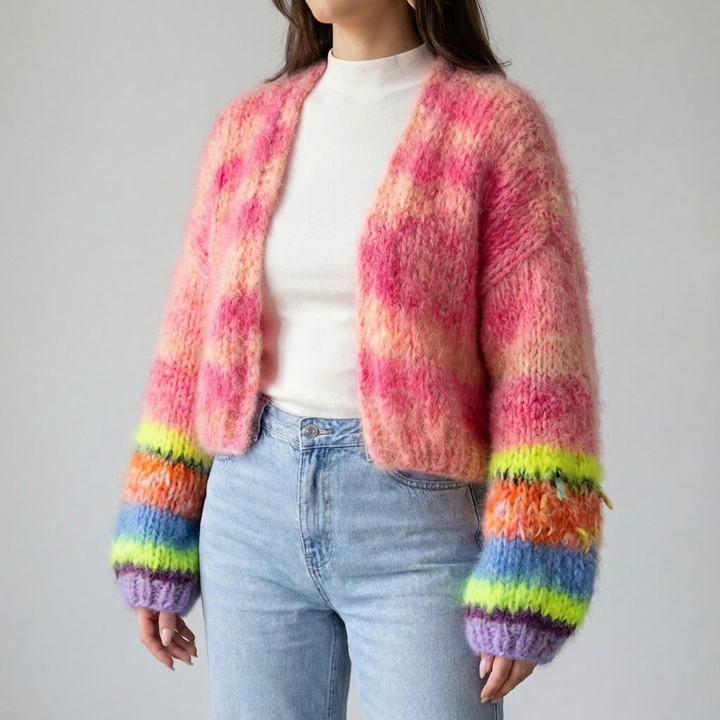 Cardigan Aperto Striato per Donna