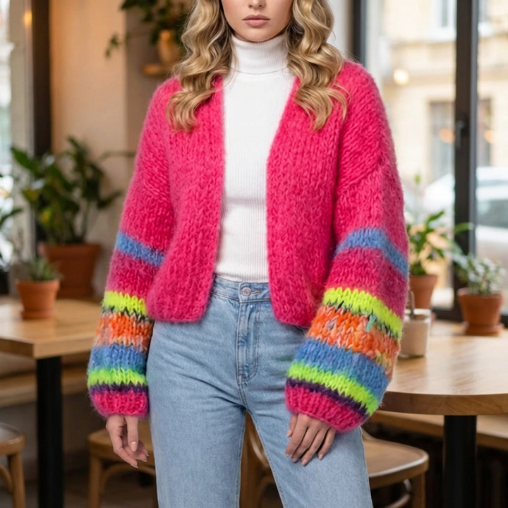 Cardigan Aperto Striato per Donna