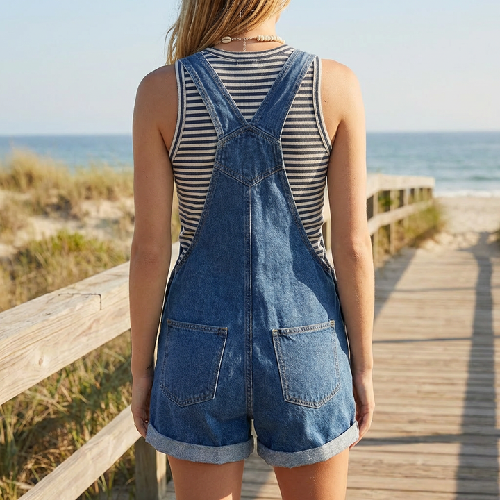 Salopette Denim Senza Maniche Casual Chic