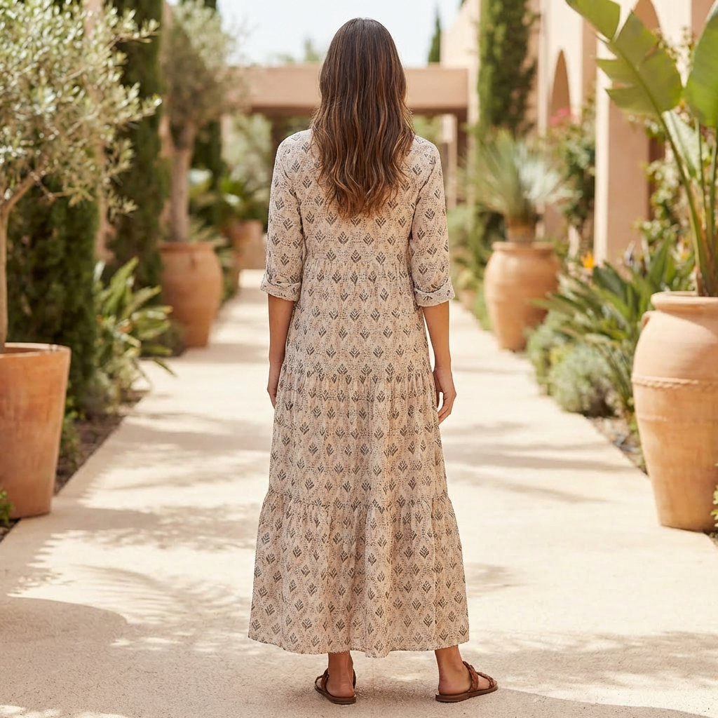 Abito Lungo Stile Boho Vintage Charm per Donna