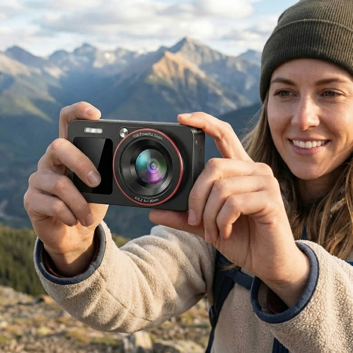 Fotocamera Digitale Compatta 4K a Doppio Schermo