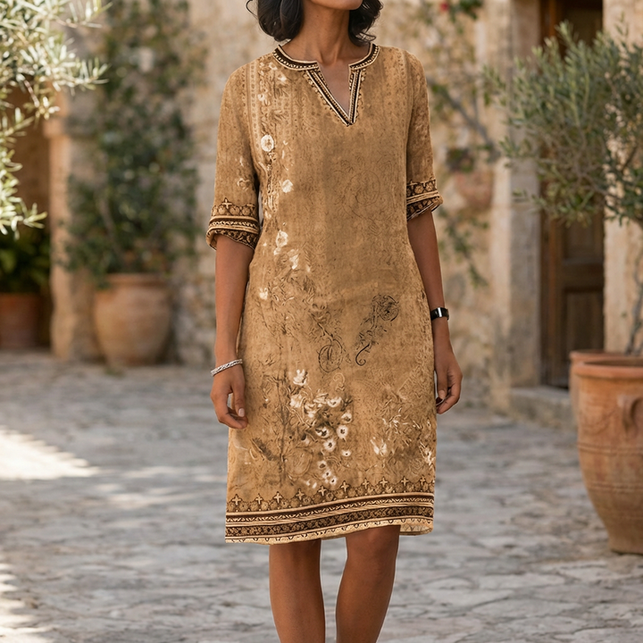 Abito Boho Floreale con Volant Senza Sforzo e Confortevole