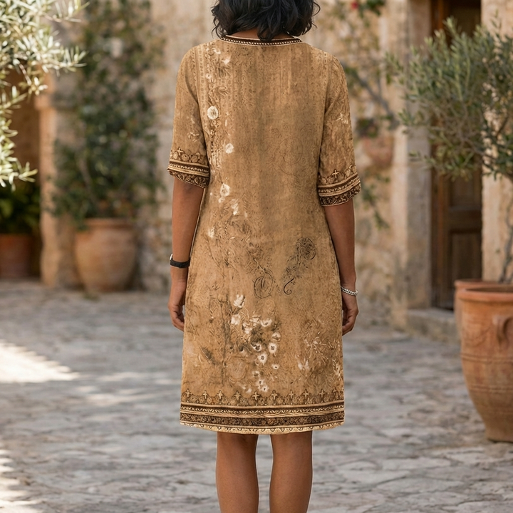 Abito Boho Floreale con Volant Senza Sforzo e Confortevole