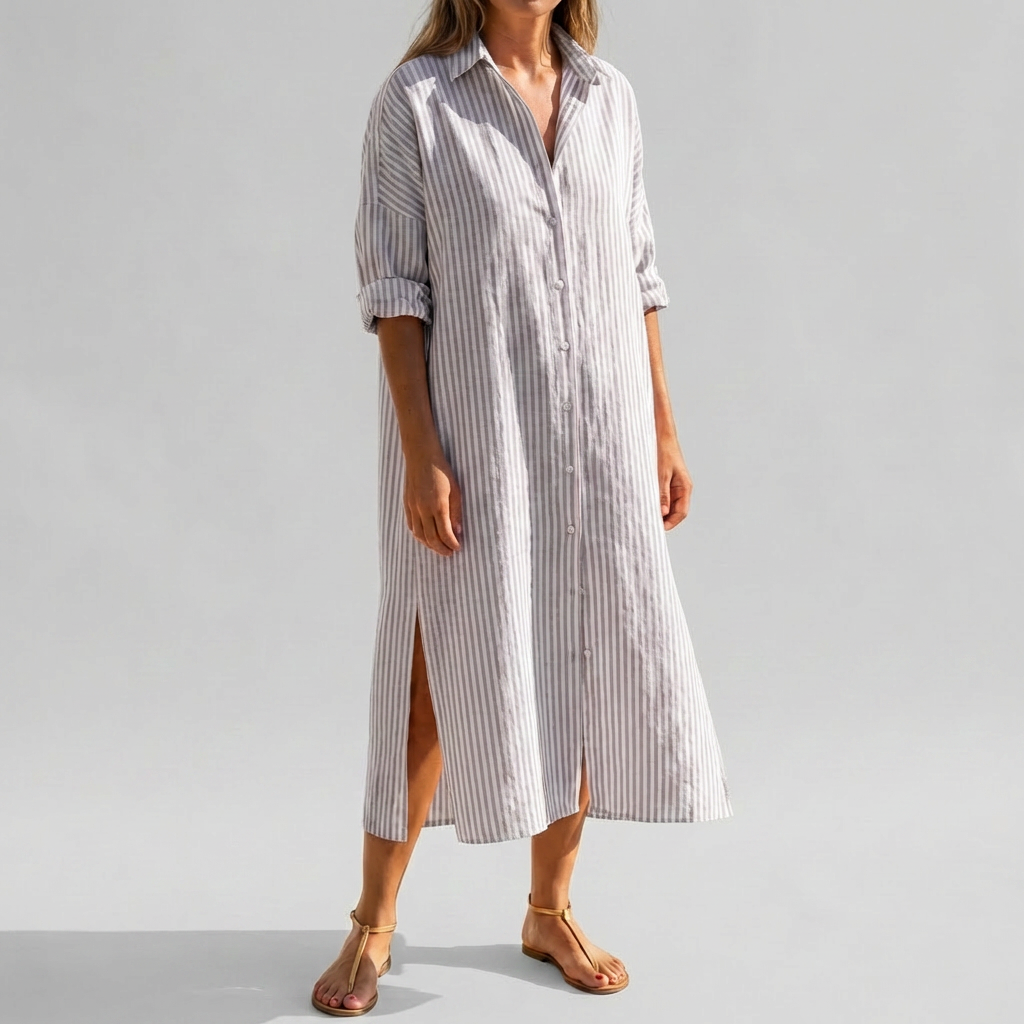 Abito Camicia Maglia Lunga Elegante da Donna