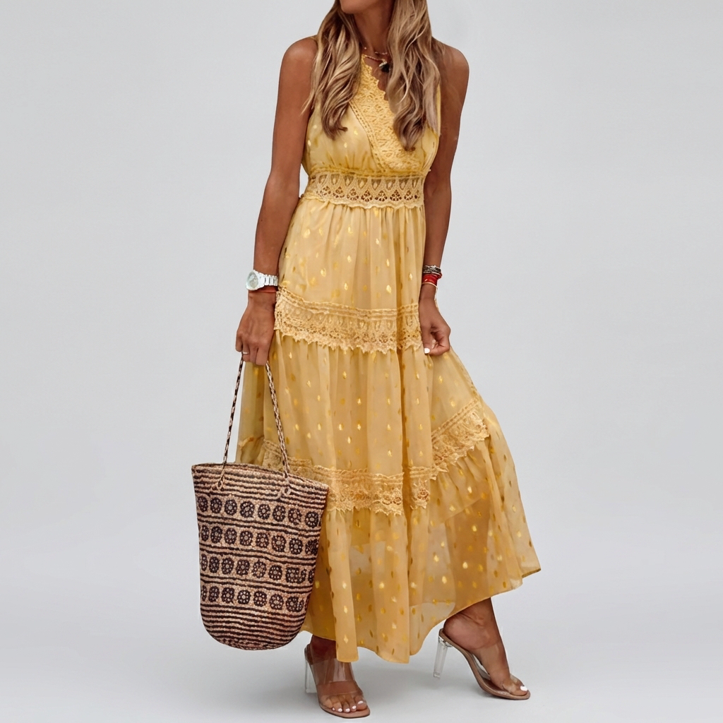 Abito Maxi a Strati in Pizzo Boho per Donne