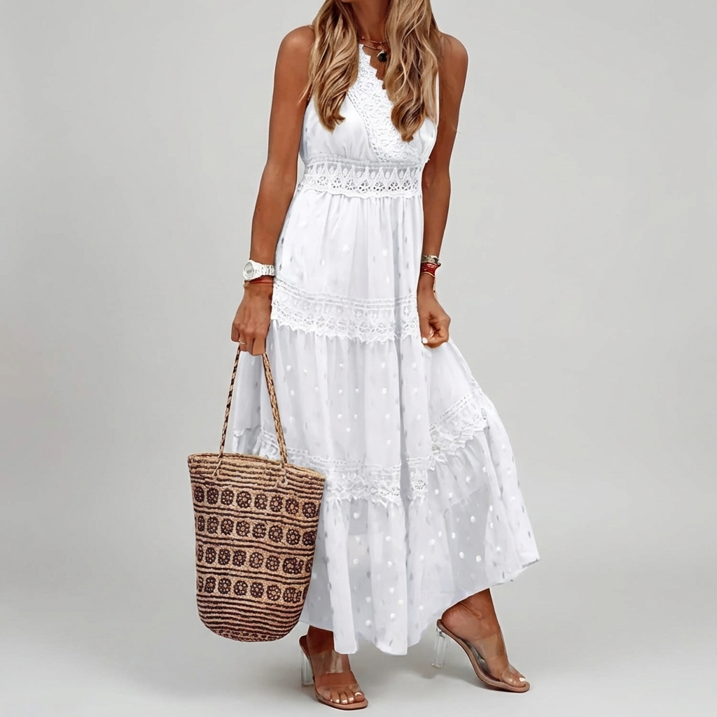 Abito Maxi a Strati in Pizzo Boho per Donne