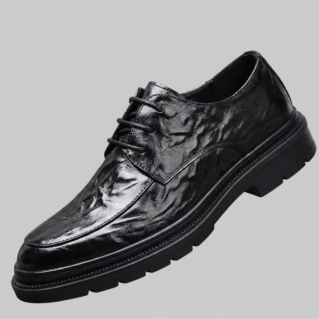 Scarpe Oxford a Lacci Chiusi in Pelle per Uomo
