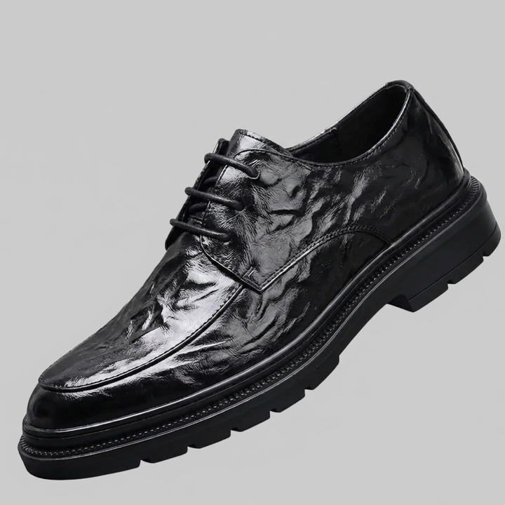 Scarpe Oxford a Lacci Chiusi in Pelle per Uomo
