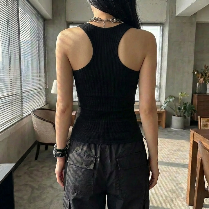 Canottiera Ribbed con Spalline Invisibili per Donne