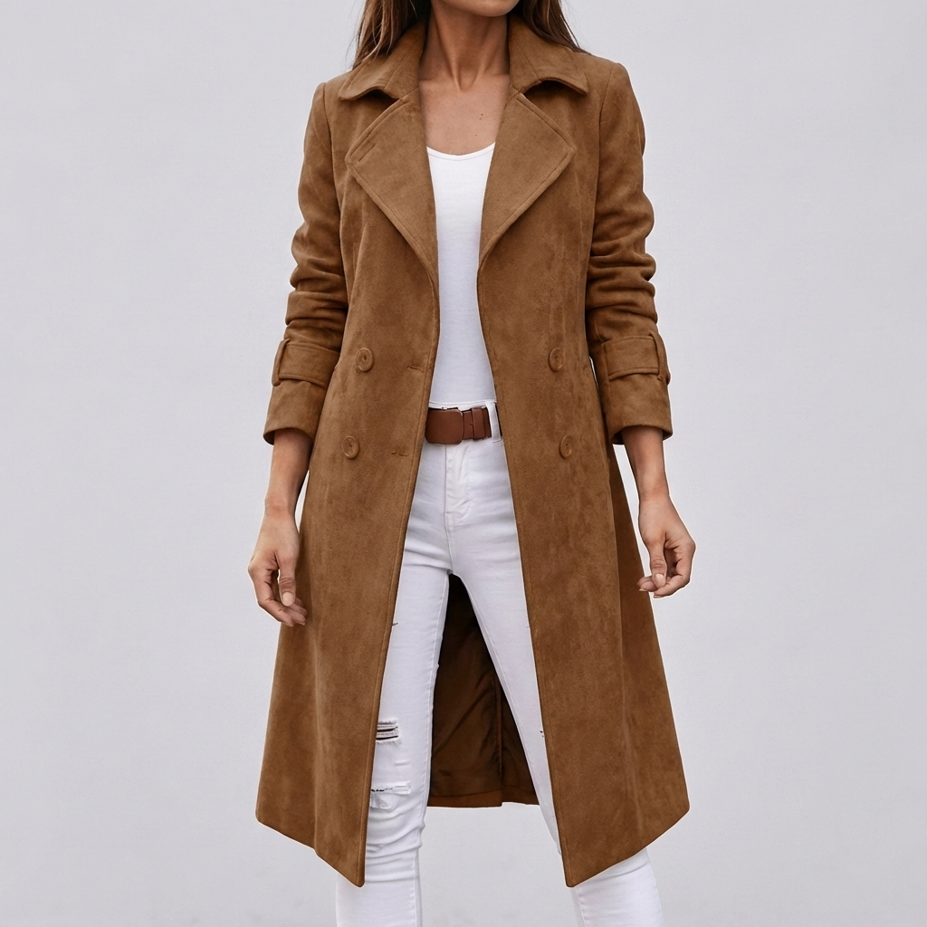 Cappotto Doppio Petto Simile alla Lana per Donne