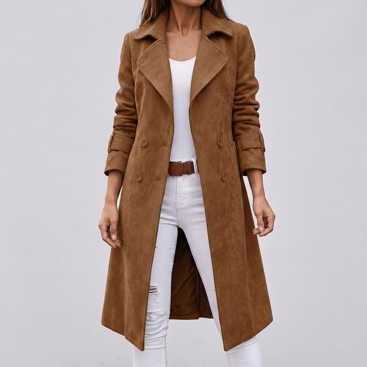 Cappotto Doppio Petto Simile alla Lana per Donne