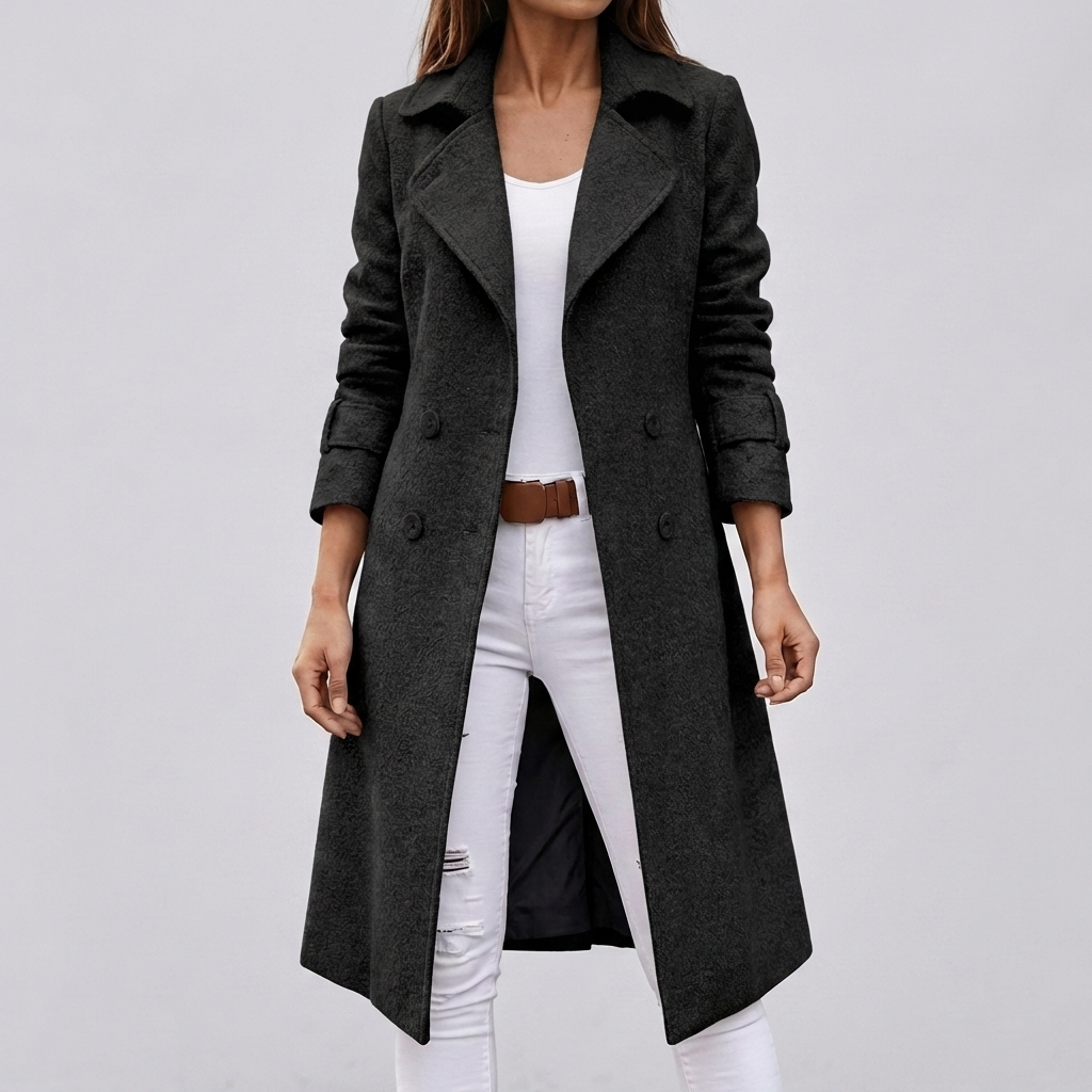 Cappotto Doppio Petto Simile alla Lana per Donne