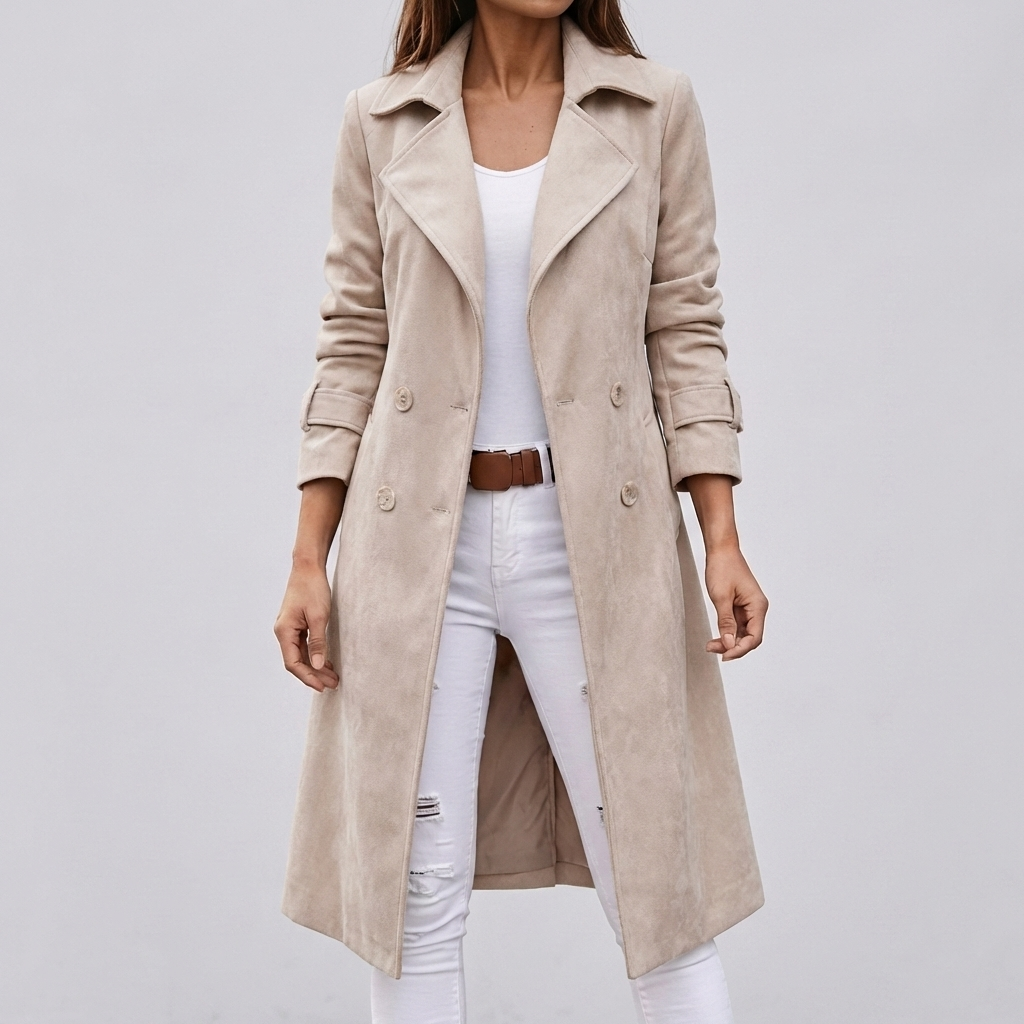 Cappotto Doppio Petto Simile alla Lana per Donne