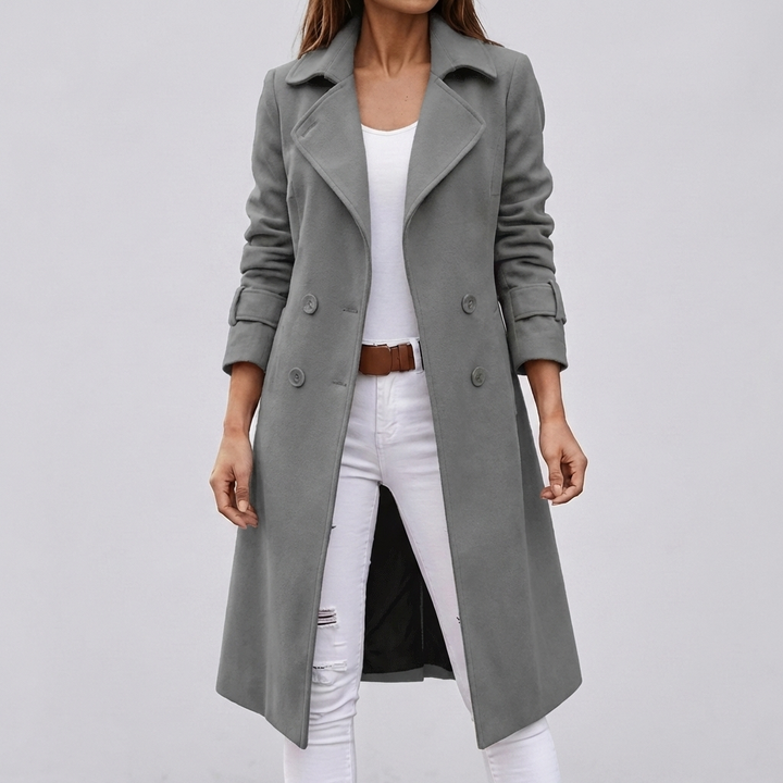 Cappotto Doppio Petto Simile alla Lana per Donne