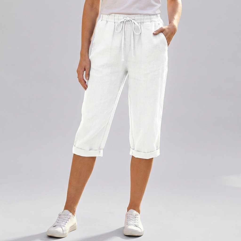 Shorts Harem in Cotone e Lino per Donne Lunghezza Ginocchio