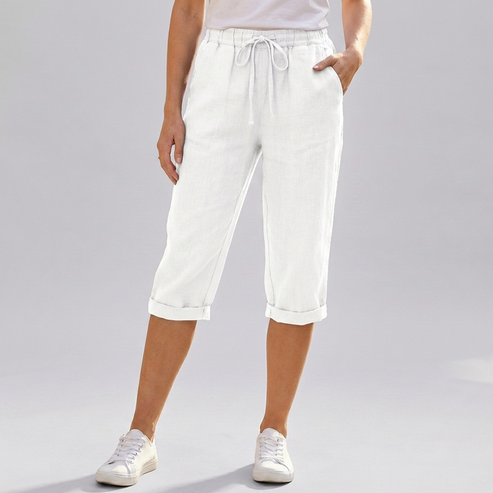 Shorts Harem in Cotone e Lino per Donne Lunghezza Ginocchio