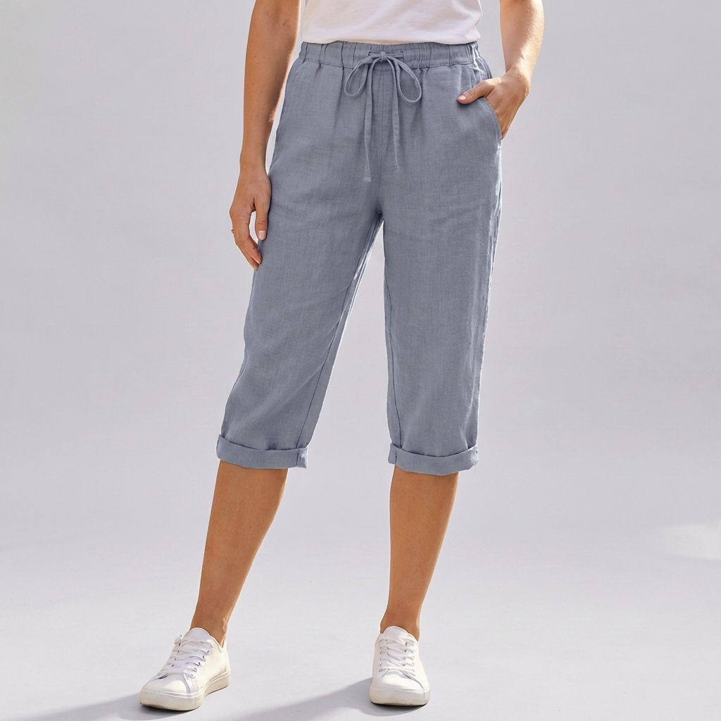 Shorts Harem in Cotone e Lino per Donne Lunghezza Ginocchio
