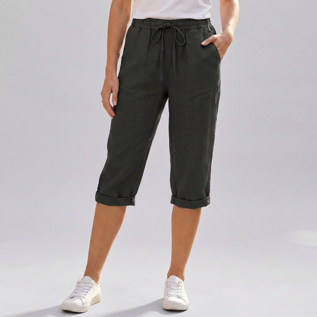 Shorts Harem in Cotone e Lino per Donne Lunghezza Ginocchio
