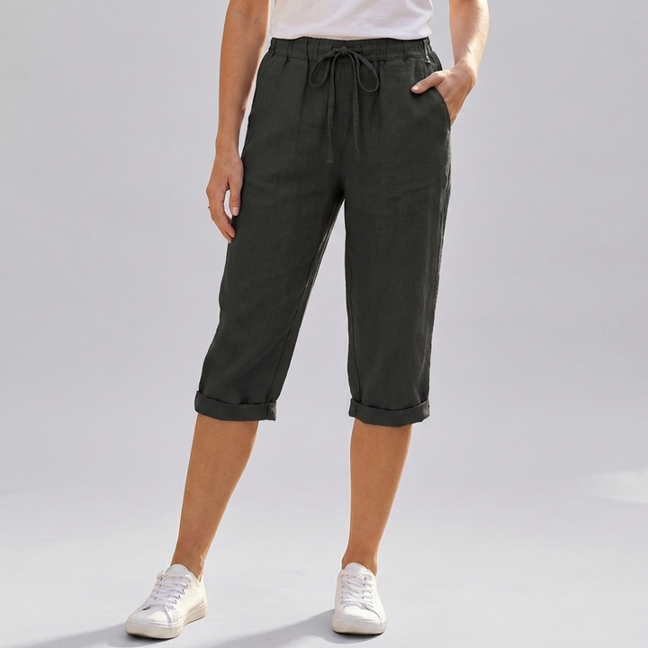Shorts Harem in Cotone e Lino per Donne Lunghezza Ginocchio