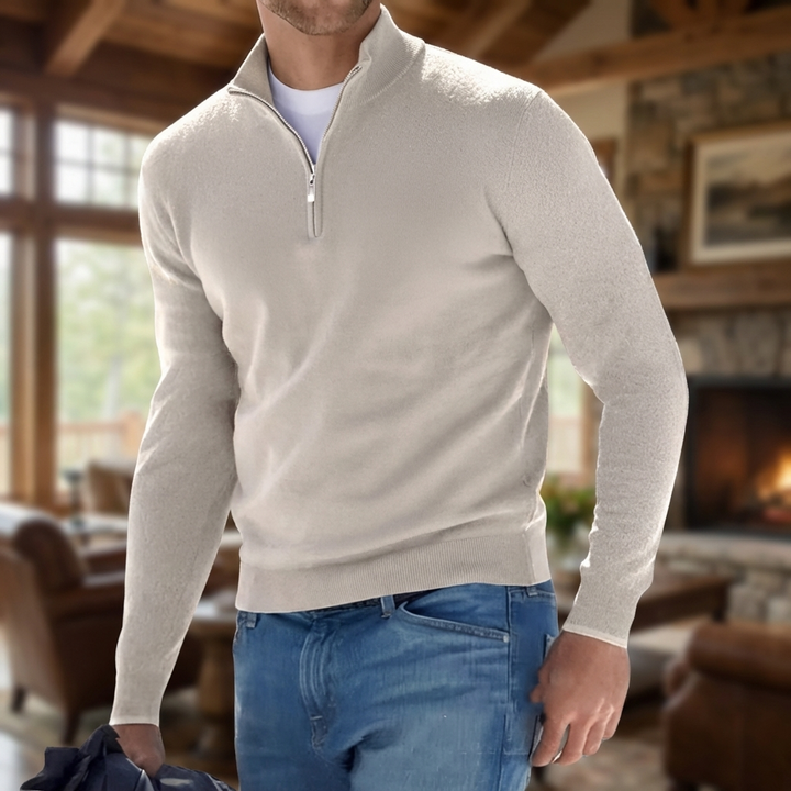 Maglione in Cotone con Collo a Zipper per Uomini