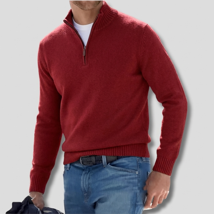 Maglione in Cotone con Collo a Zipper per Uomini