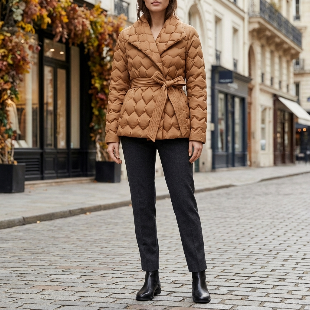 Cappotto Donna in Piuma con Cintura