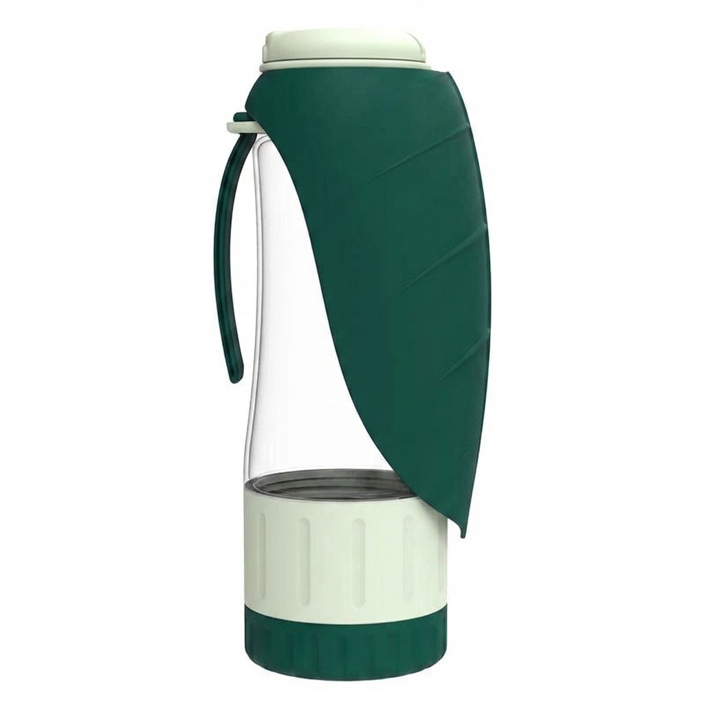 Bottiglia Portatile per Acqua e Cibo per Cani con Design 2-in-1