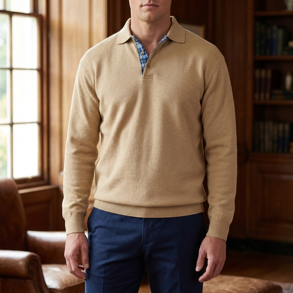 Maglione a maniche lunghe con collo per uomo