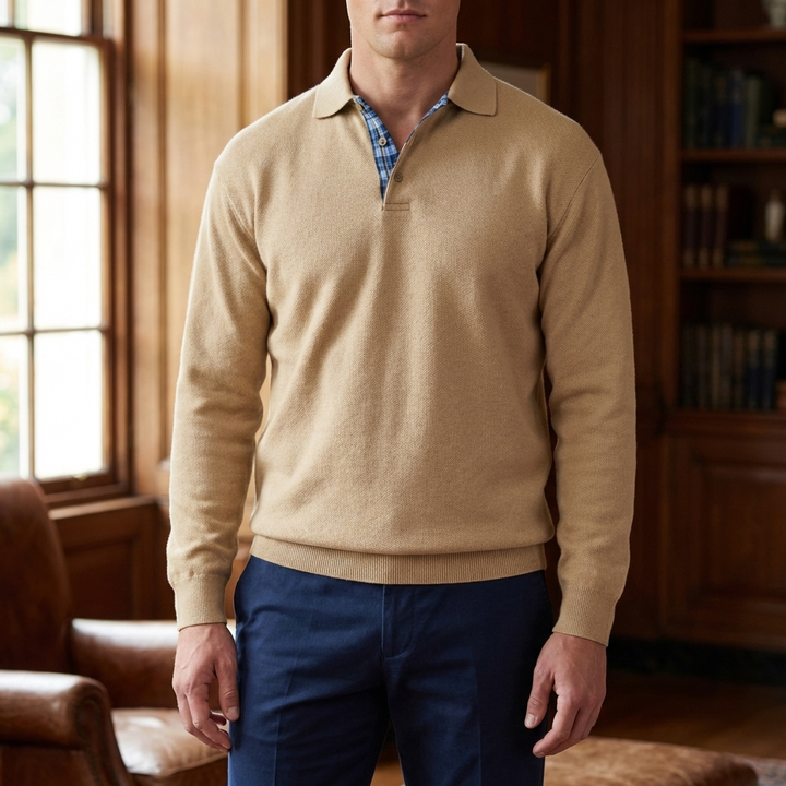 Maglione a maniche lunghe con collo per uomo
