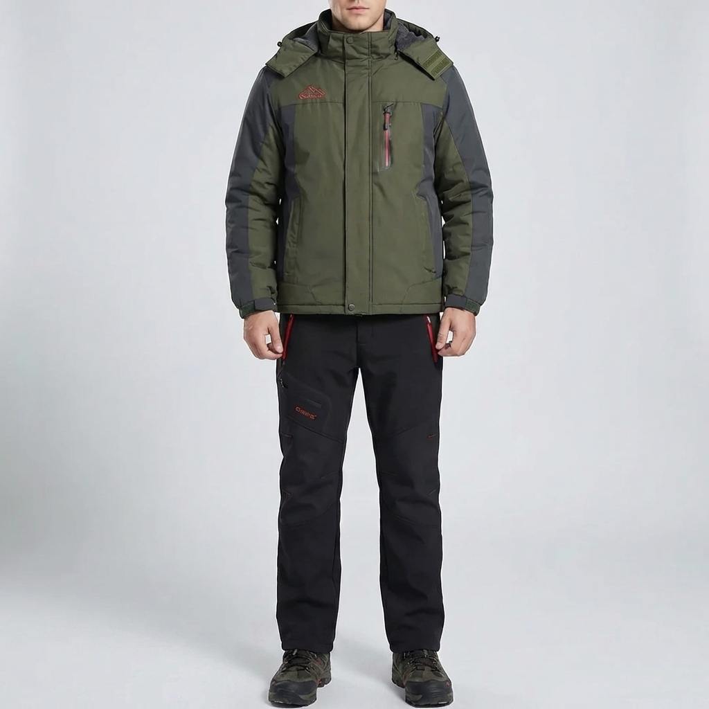 Set di Giacca e Pantaloni Outdoor Isolati con Cappuccio