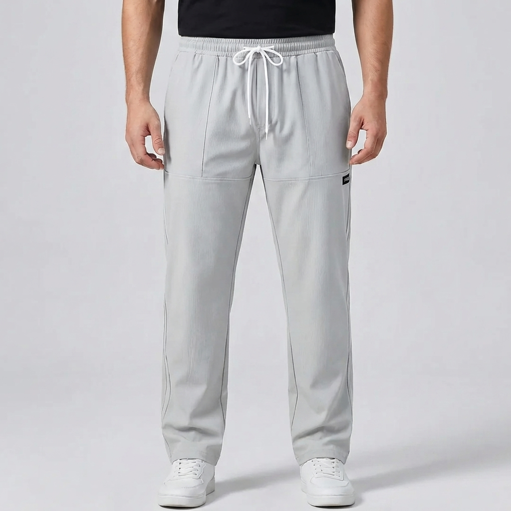 Pantaloni Uomo Gamba Dritta con Vita Elastica