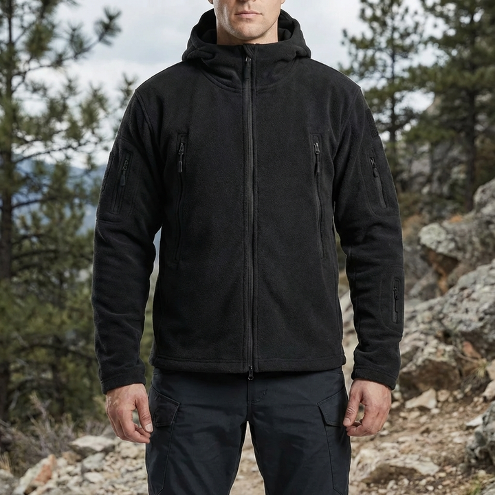 Giacca in Pile con Cappuccio e Zip Completa per Uomini